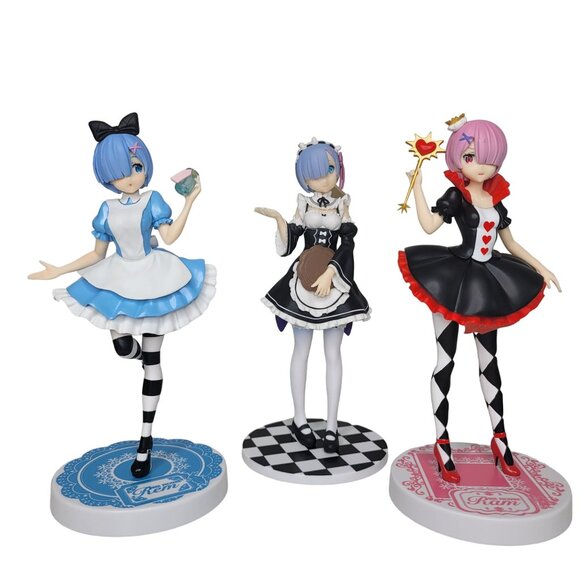 Rem Re:Zero from japan Alice In Wonderland Inspired Collectible Figures Set Of 3 - Picture 9 of 13